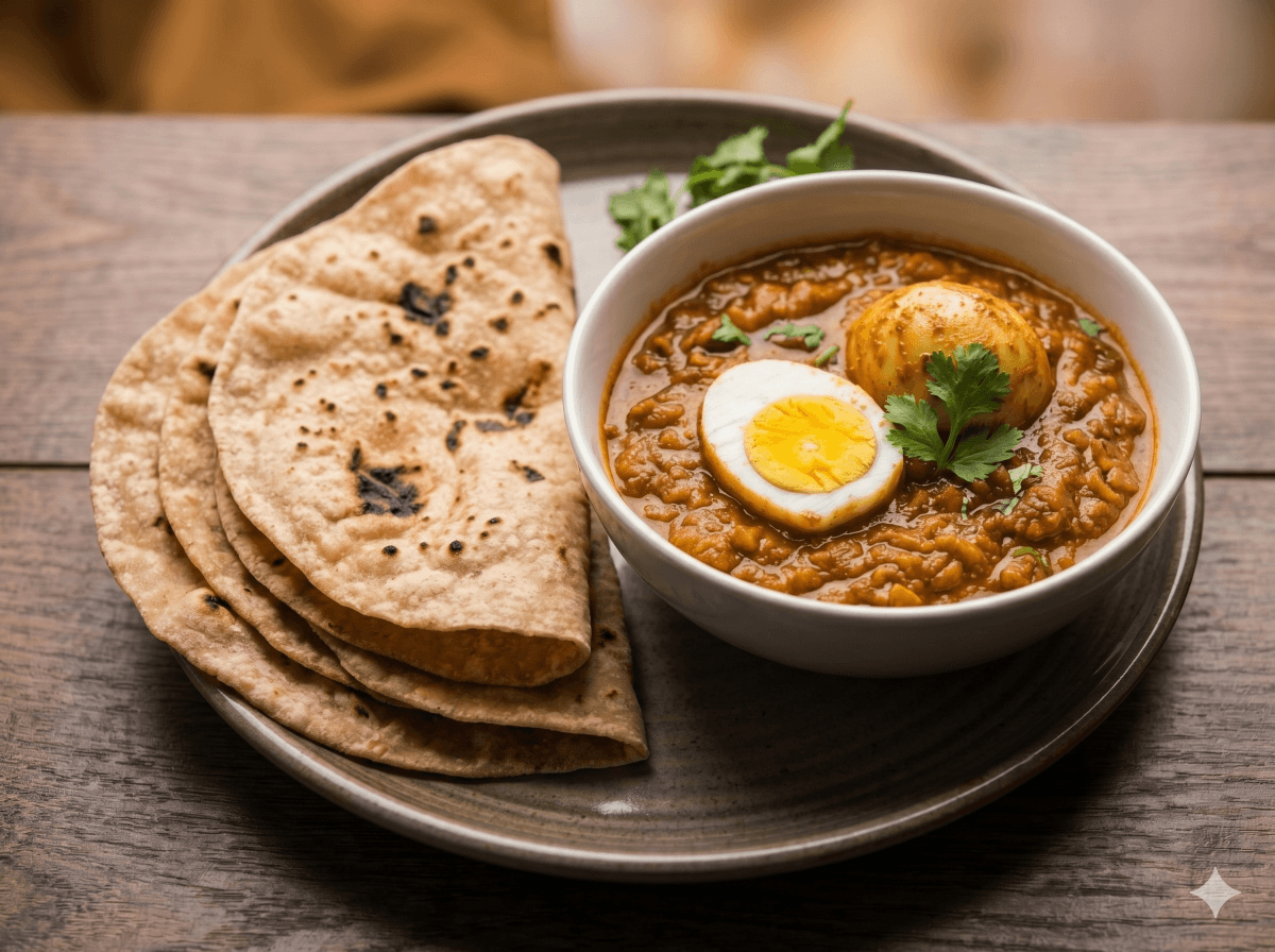 4 Chapathi with Egg Curry - Image 1